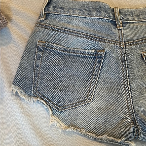 Bullhead Blue Distressed Jean Shorts with Frayed Hem - Picture 8 of 9